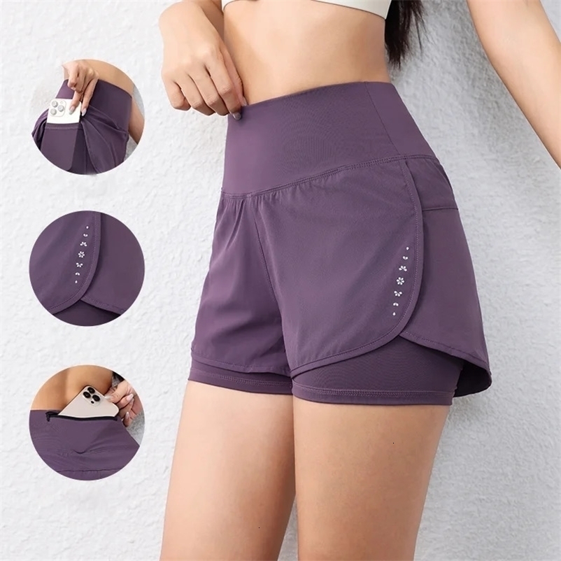 quick-drying womens running shorts sports layer elastic waist active sports shorts with pockets yoga shorts 250515bjbj