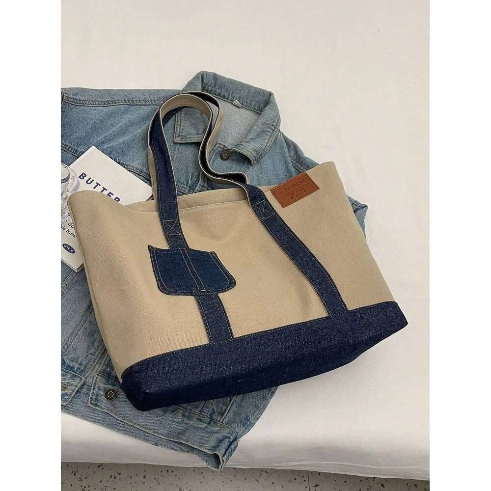 Stylish Durable Canvas Tote Bag Large Capacity Men Women - Suitable for School, Work and Travel