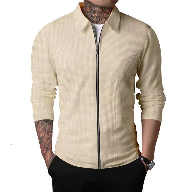 2024Summer Popular Waffle Outdoor Polo Collar Jacket Mens Coat Nick Garment Casual Sports Zipper Cardigan Long Sleeve Coat W250926
