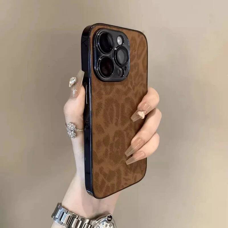 Leopard Print Phone Case For iPhone 11 12 13 14 15 16 17 Pro Max Plus Air Shockproof Bumber Cases Cover