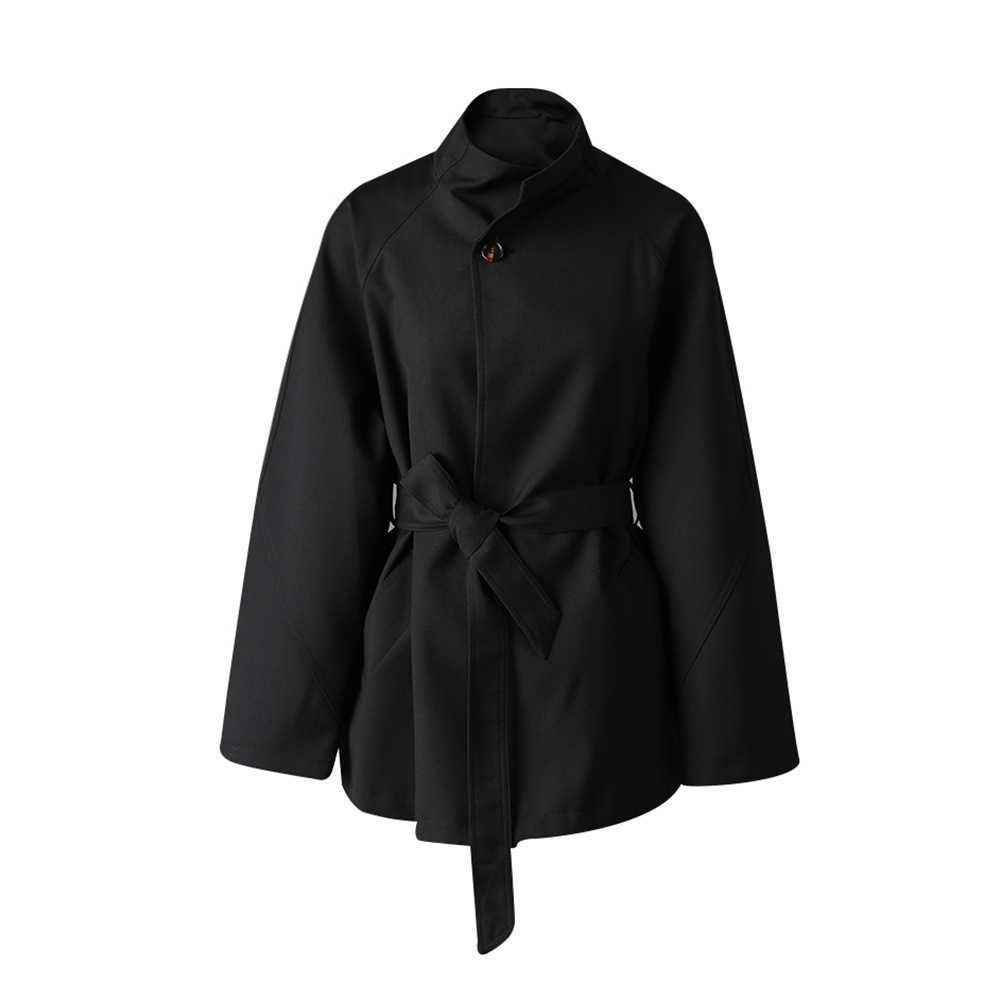 Hepburn Sle Elegant HighEnd Stand Collar Trench Coat for Women Autumn New LaceUp WaistCinng Versatile Oversized Jacket Short Coat W250926