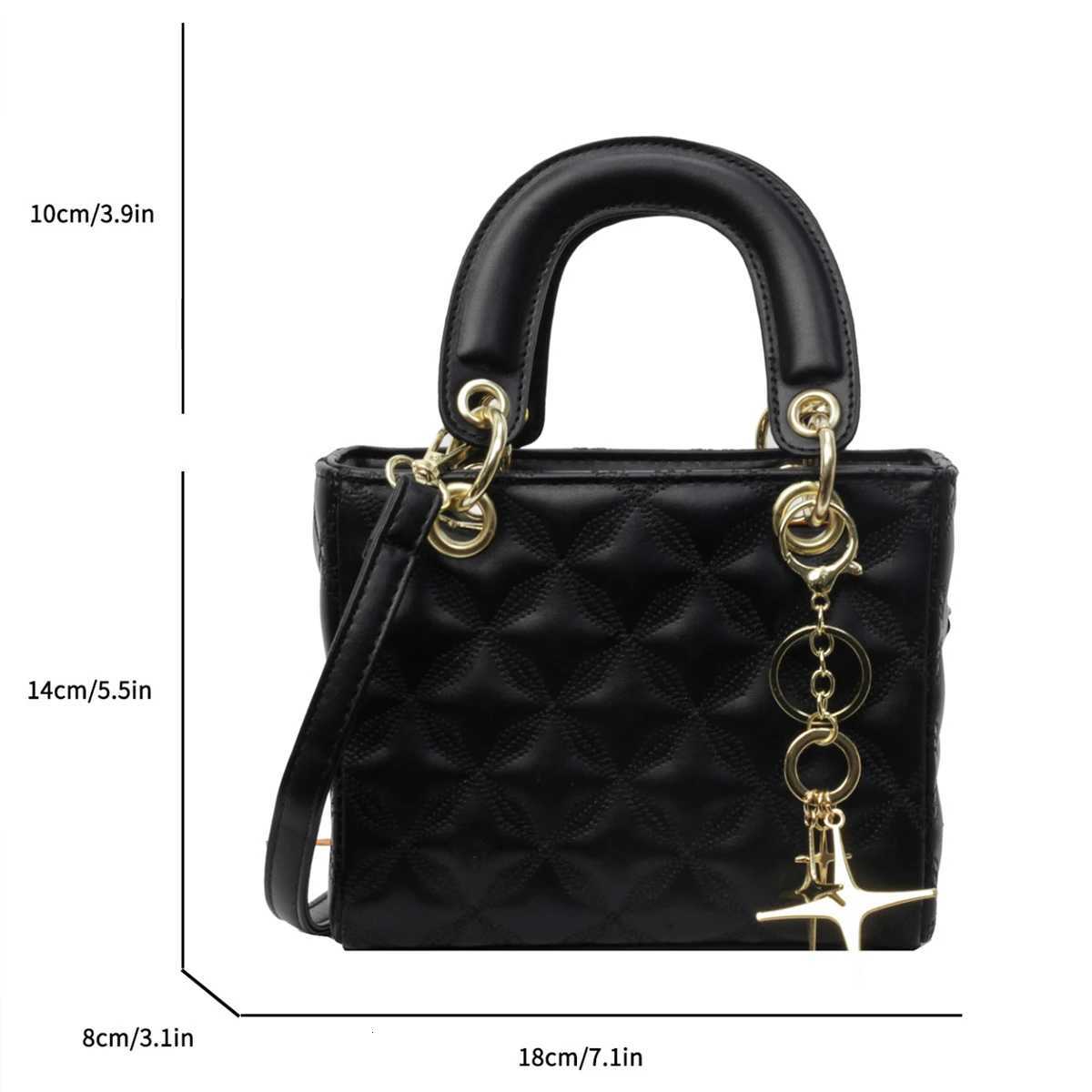 Women Quilted Argyle Crossbody Bag Large Capacity PU Star Charm Detachable Strap Zipper Shoulder Bag for Daily Commute Shopping Z250926