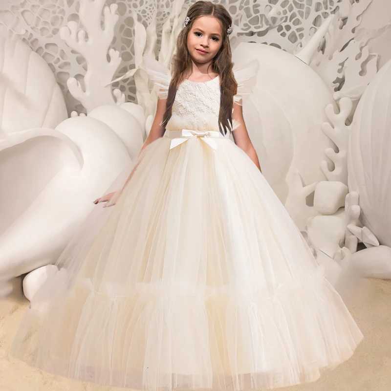 Girls Flower Bridesmaid Dress Tulle Wedding White Princess Party Birthday Dresses for Kids First Communion Prom Evening Vestidos Z250926