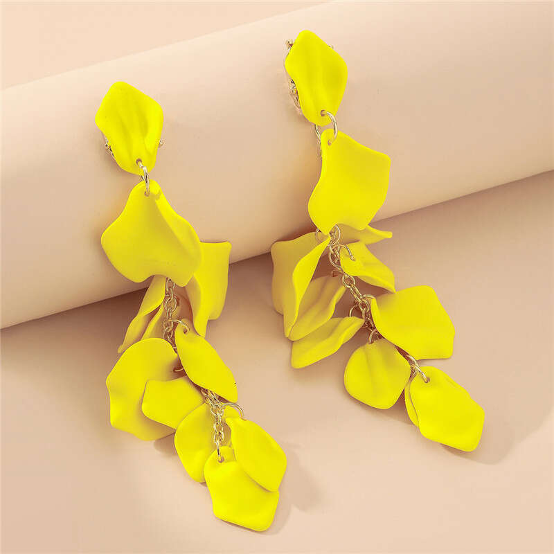 Rose Petal Long Tassel Fashion Ins Elegant Internet Celebrity Temperament High-end Eco-friendly Earrings for Women