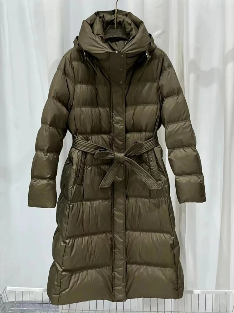 Fashionable Autumn Winter 2025 Winter Women Thick White Duck Down Jacket Female Long Hooded Puffer Coat Ladies Outerwear 250917