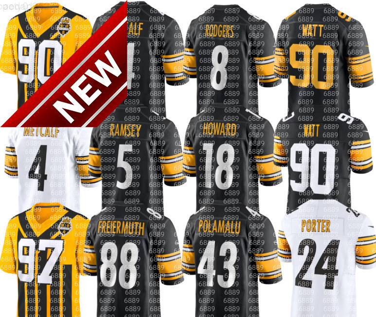 nfl Steeler Jersey Troy Polamalu Hines Ward Jerome Bettis Franco Harris T.J. Watt DK Metcalf Joey Porter Jr Aaron Rodgers Jalen Derrick Harmon Cameron Heyward Football