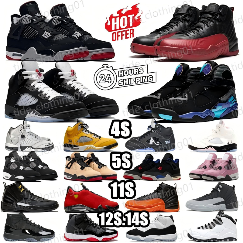 Designer 4s 5s 11s 12s 13s low 1 men women basketball shoes Black Cat Military Red Thunder White Oreo Cool Grey Game Sneakers Blue University outdoors sneakers36-47