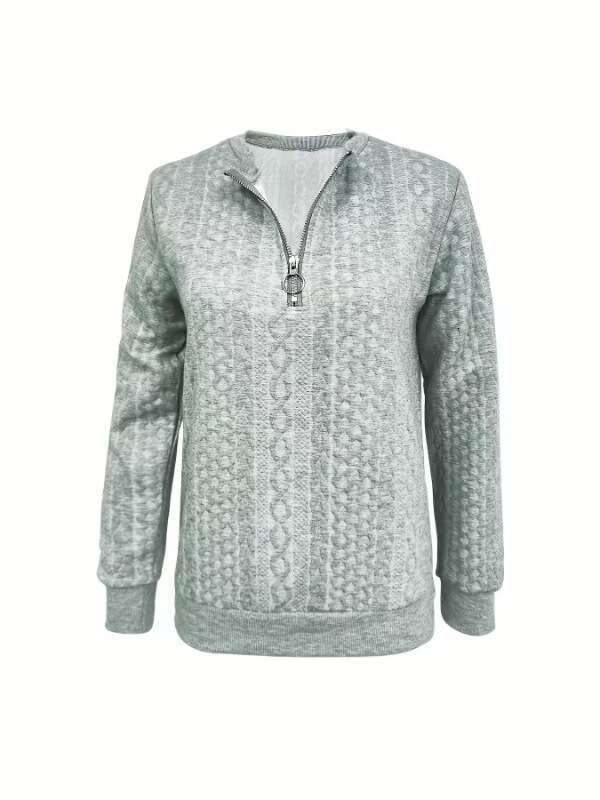 2025 European and American Cross-Border Women's Autumn Winter Quilted Zipper Casual Sweatshirt