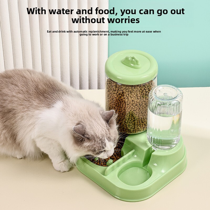 Automatic Dispenser Large Capacity Food Storage Bucket Cat Bowl Integrated Flowing Dry and Wet Separation Water Feeder