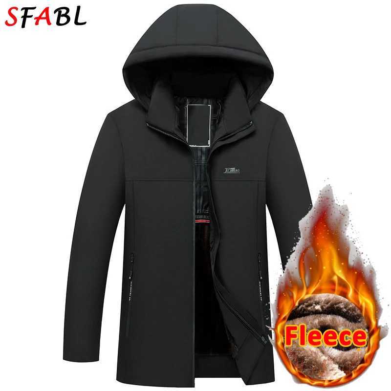 Windproof Warm Parka Men New Hooded Fleece Lining Mens Winter Jacket Coat Winter Jackets for Mens Winter Coats Windbreak Black W250926