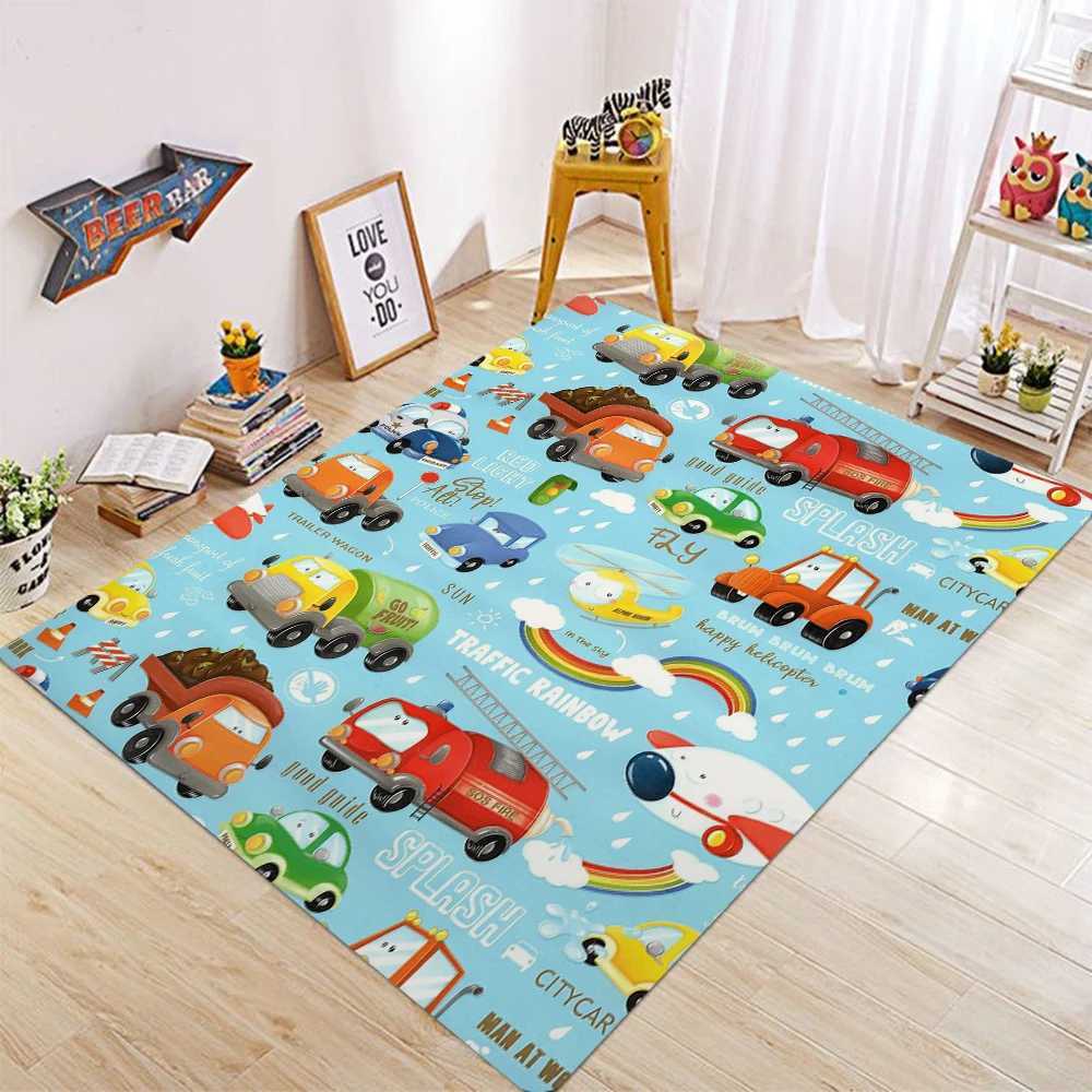 Childrens Educational City Life Playmat Rug Road Traffic System Carpet for Bedroom Playroom Fun Learning Floor Mat Safe Kids Y250926