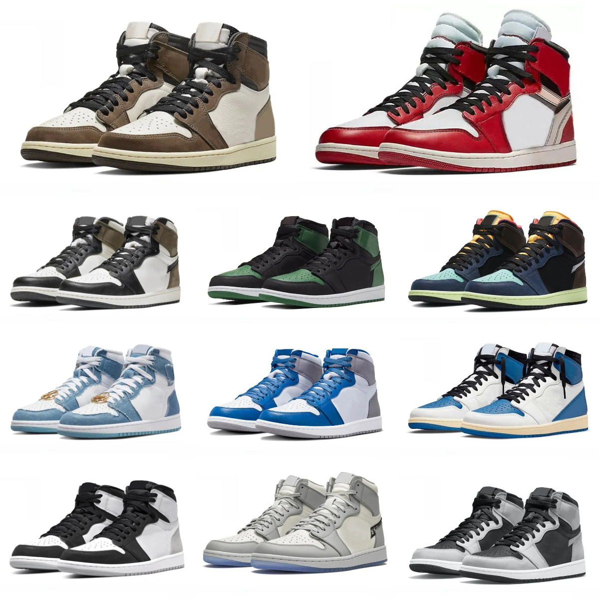 Jump Mans J1 1 Sports Basketball Shoes Trainers 1S Women High Low Chicago Reverse True Turbo Blue Pine Lucky Green Casual Shoe DARK Mocha OG Denim Outdoor Sneakers S9