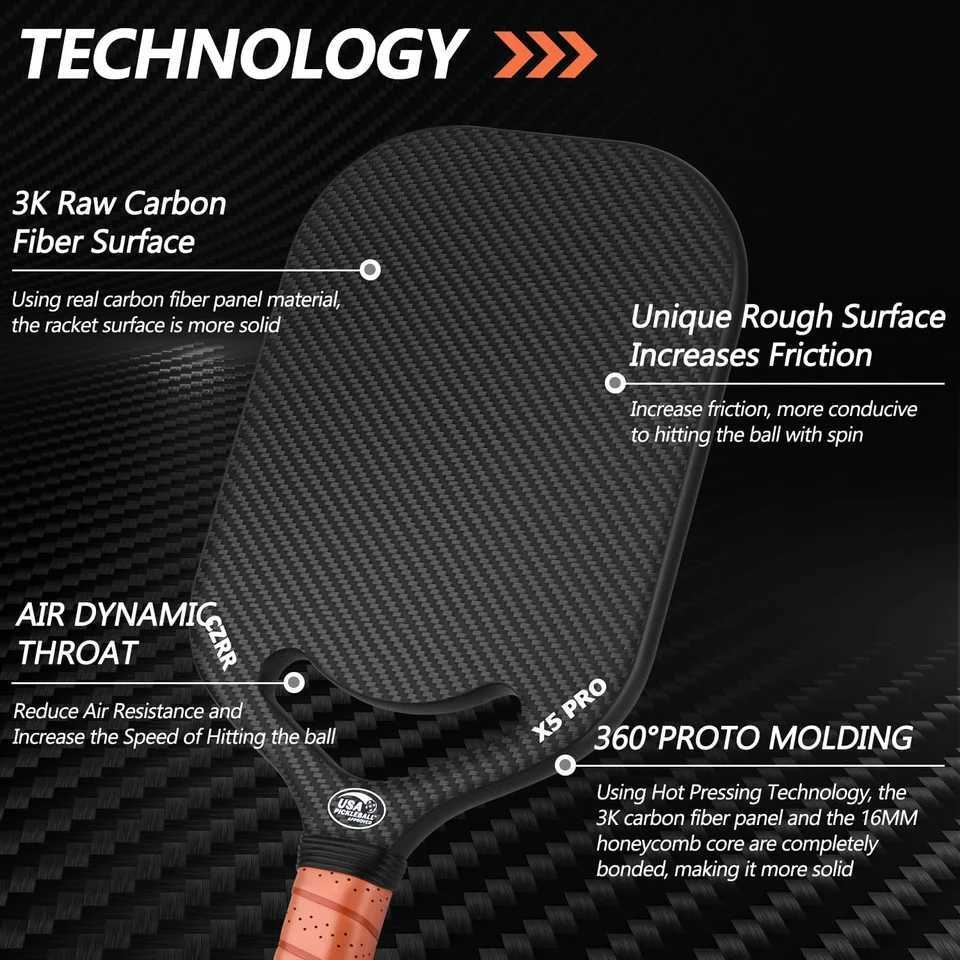 CZRR brand 3k frameless pickleball racket has passed the USAPA certification high strength and high rotation authentic product J250926