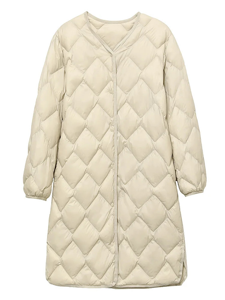 Bang Long Ultra Light Down Jacket Women Duck Down Coat Female Diamond Warm Lighteight Oneck Coat 250917