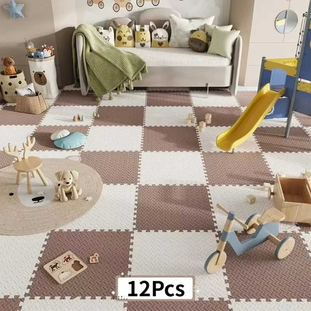 12 Pcs Home Foam Flooring EVA Foam Patchwork Floor Carpet Soft Non Slip Thickened Crawling Mat Childrens Play Mat Home Decor C250926