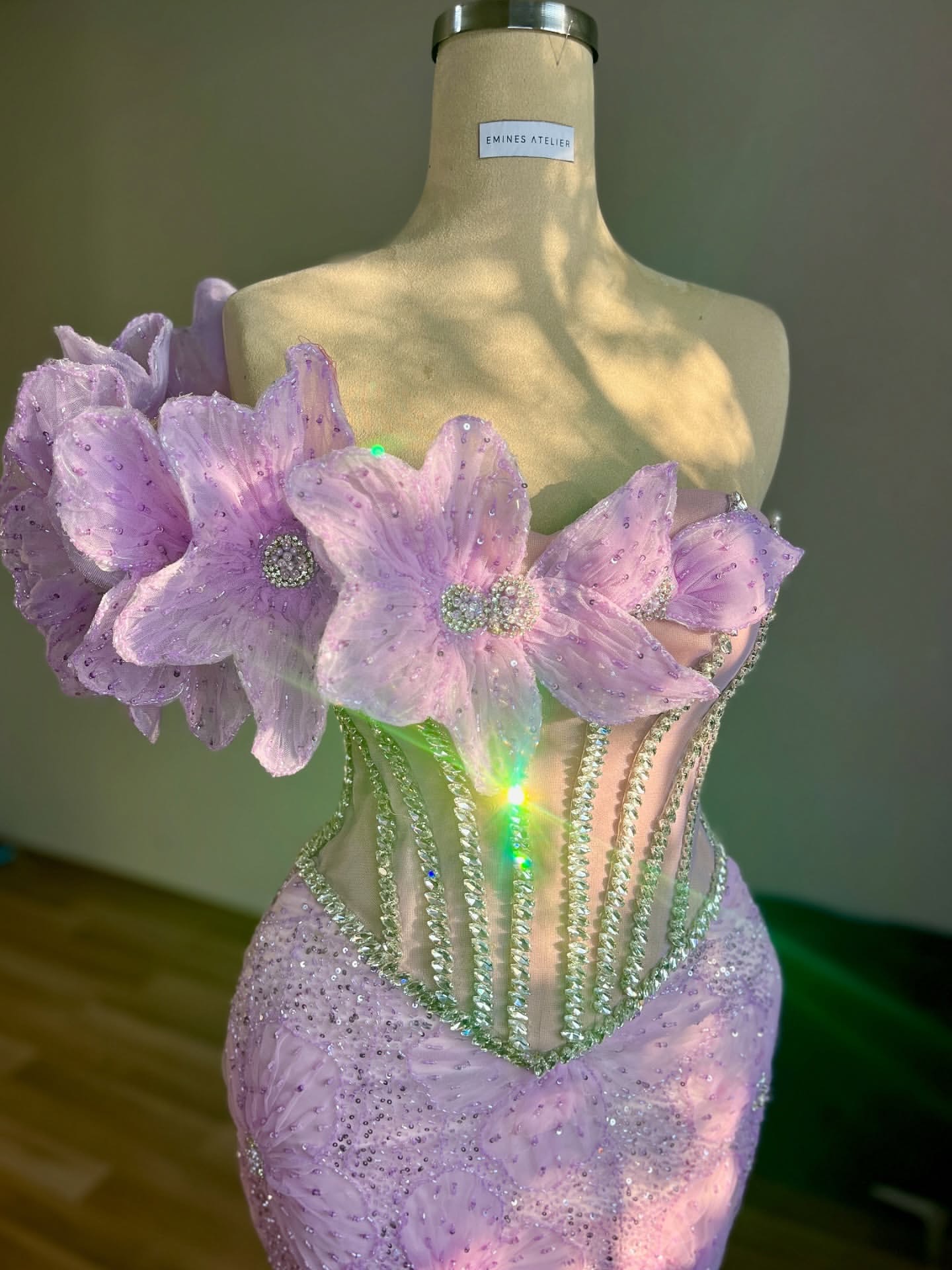 Lilac Mermaid Prom Dresses 2025 Flowers Crystals Floral Lace Beaded Evening Formal Party Second Birthday Engagement Gowns Plus Size Dress For Special 