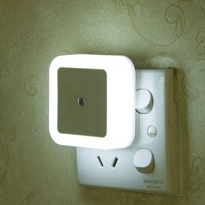 Mini LED Night Light EUUSUK Plug Light Sensor Square Shape Nights Lamp For Kids Room Bedroom Bedside Aisle Corridor 110V 240V C250925