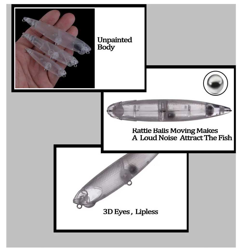 ChansHuang 20PCS Unpainted Blanks Bait 65MM85MM10MM Floating Pencil Walking DIY Handmade Artificial Fishing Lure Tack W250926