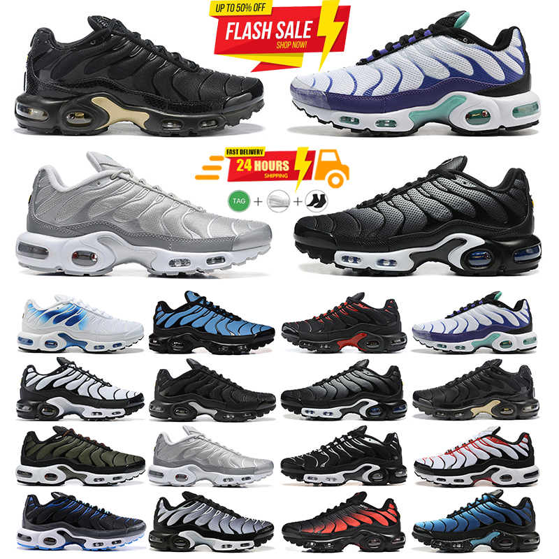 High Quality Tns Tnss Running Shoes Triple Black White Tns Chaussures Requin Homme Smoky gray Designer Sneakers Trainers shoes 40-47