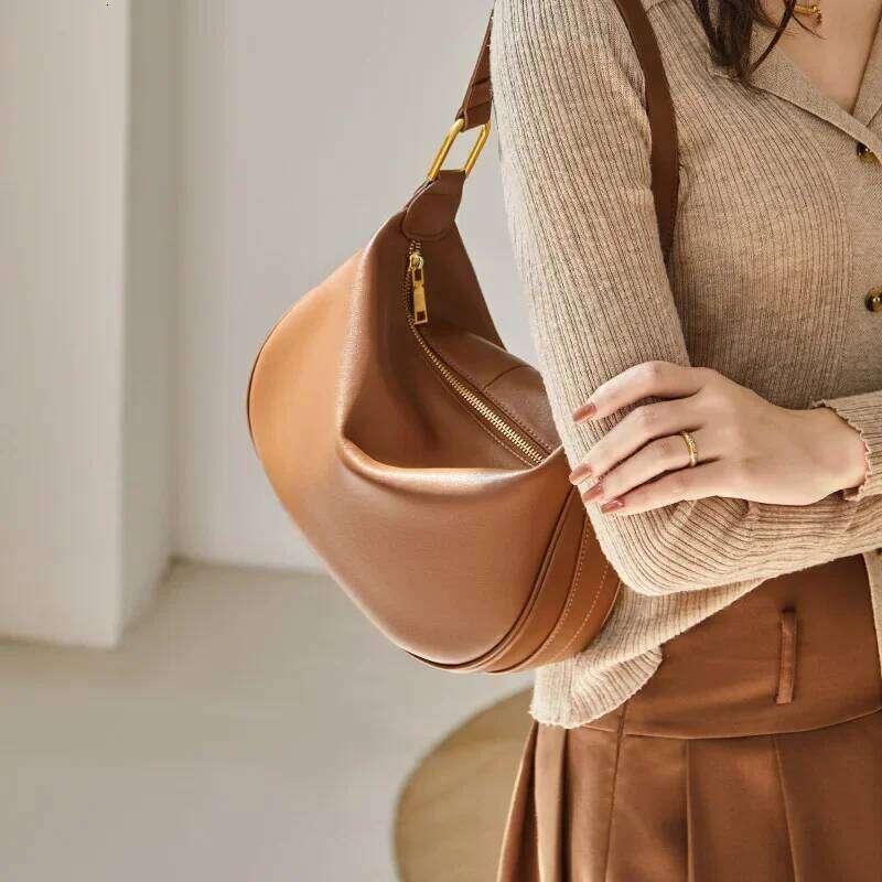 Women Cow Split Leather Dumpling Shoulder Bag Female Casual Designer Cowhide Handbags Ladies Crossbody Underarm Bags Lady Suotong2509