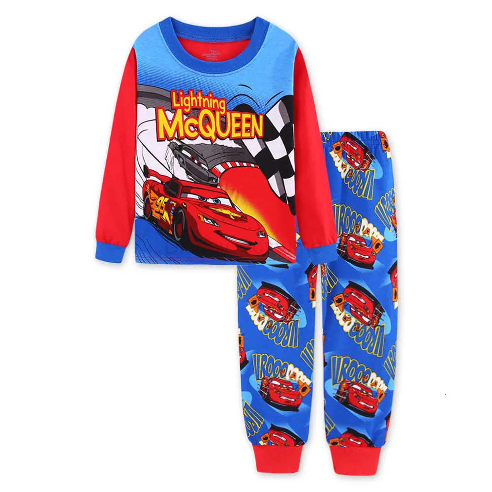Disney New Kids Pajama Set Cotton Soft Cars Print Loungewear Long Sleeve Pjs Sleepwear for Toddler Boys nighty Girls nightwear H250926