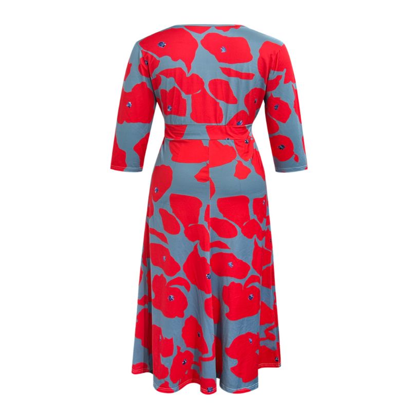 Women's Spring & Autumn New Elegant Fashion Daily Commute Midi Dress 3/4 Sleeve A - Line Dress-YL25378