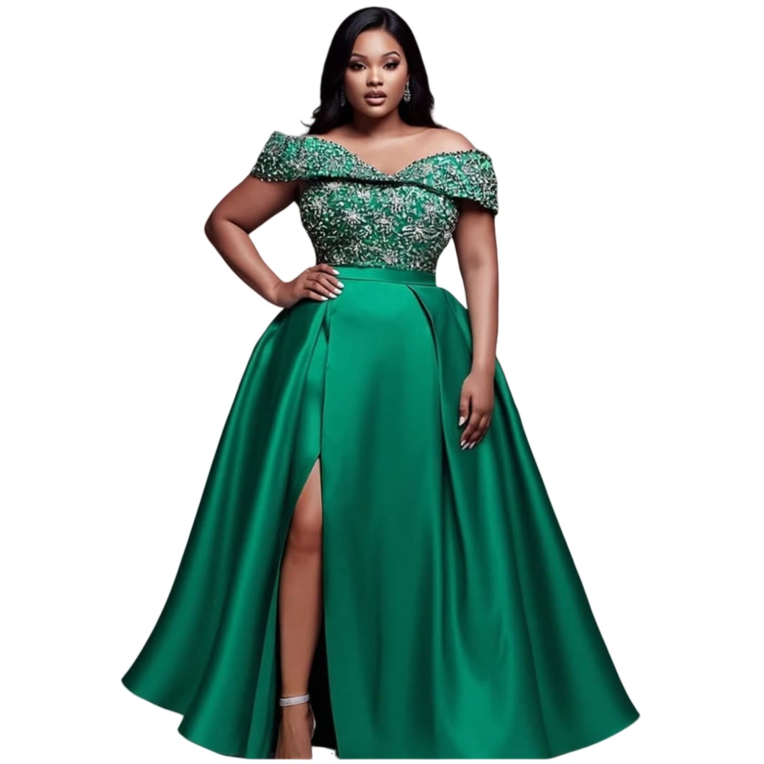 Green A-line Prom Dresses 2025 Beaded Crystals Satin High Split Evening Formal Party Second Birthday Engagement Gowns Plus Size Dress For Special Occa