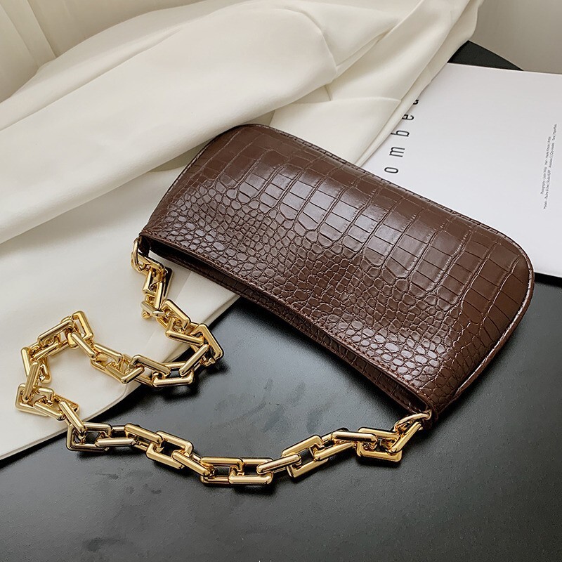 2025 Autumn/Winter Women's New Texture Bag bag French Personalized Light Luxury Retro Style Stone Pattern Handbag Fashion Chain Shoulder Bag Desi