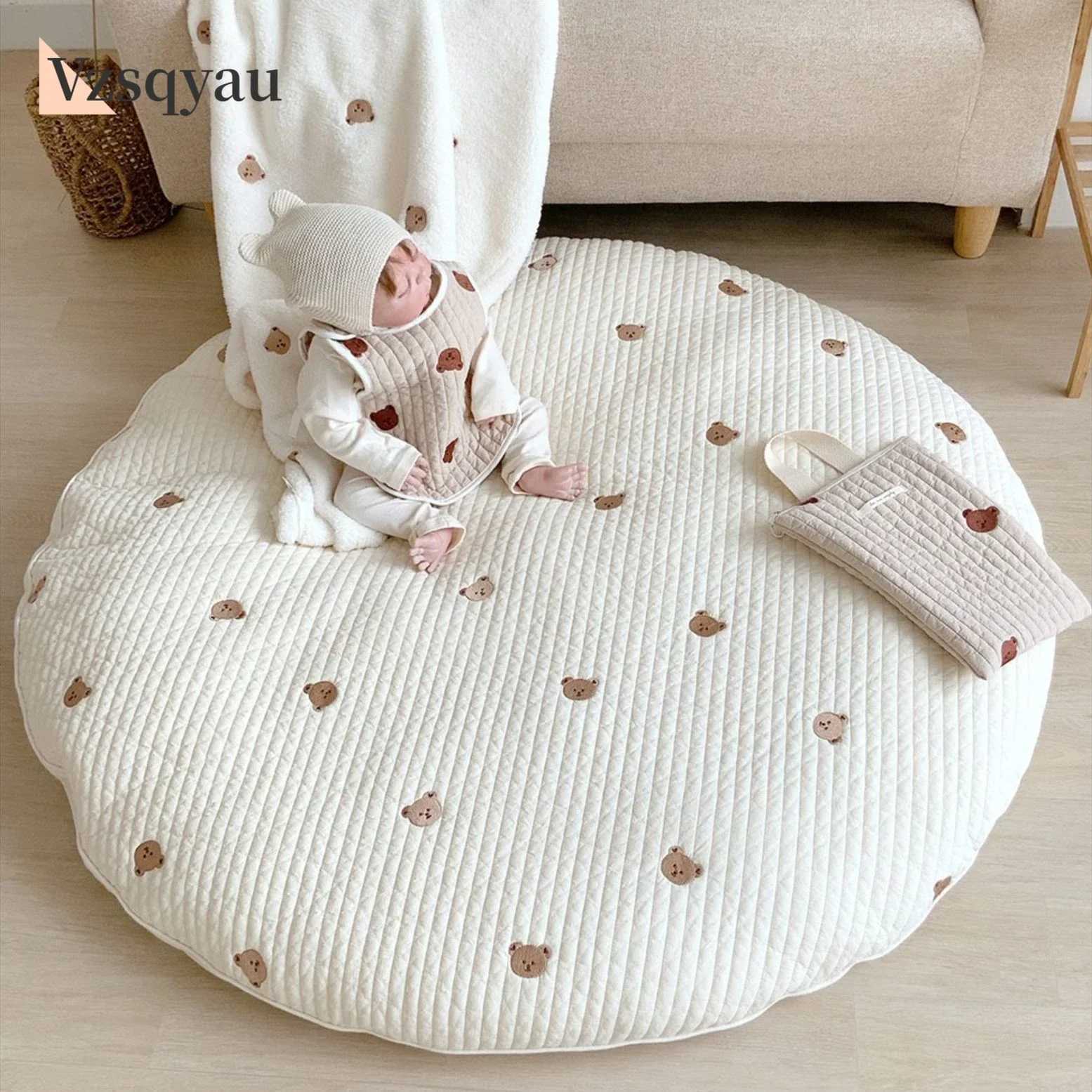 Newborn Baby Padded Play Mat Soft Cotton Crawling Blanket Activity Mat Girl Game Rug Round Floor Carpet For Kids Room Decoration C250926