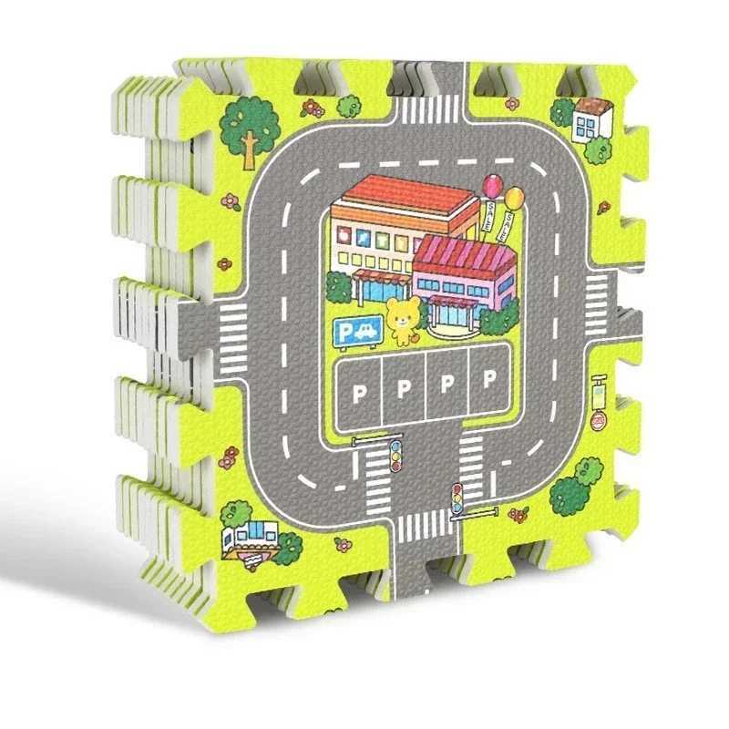 9pcslot Baby Play Mat Children Rug Soft Floor Toys Road Traffic Soft Floor Home Decor EVA Kids Foam Puzzles Kids Carpet Playmat Y2509261