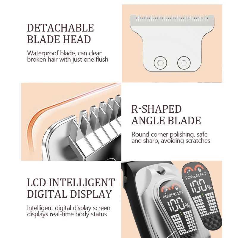 Electric digital charging hair clipper for household use oil head carving shaving electric push shear highpower electric pusher R250926