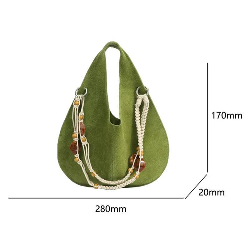 Brand Frosted Leather Handbag, Creative Beaded Strap Crossbody High-end Women's Shoulder Bag, Retro Wrist Bag Purse high-quality