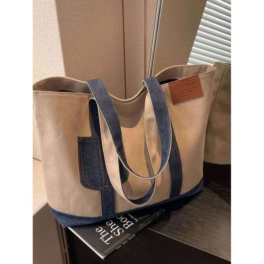 Stylish Durable Canvas Tote Bag Large Capacity Men Women - Suitable for School, Work and Travel