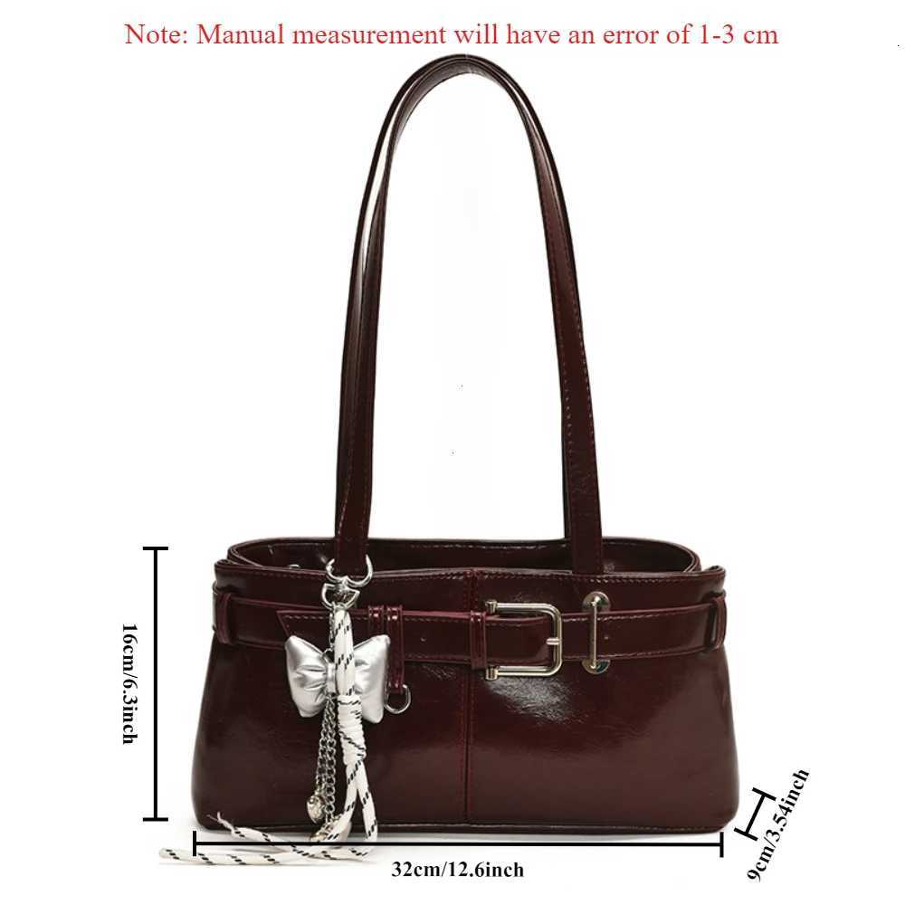 Belt Buckle Design Shoulder Satchels Bag for Women 2025 New in Luxury Designer Handbags Branded Fashion Totes with Pendant Z250926