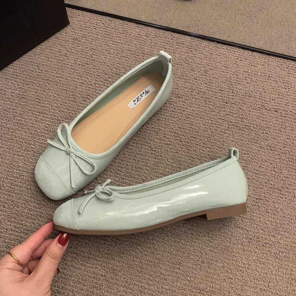 Korean Style French Bow Designer Shoe Silver Single Candy Women's Flat Summer Evening Ballet Shoes