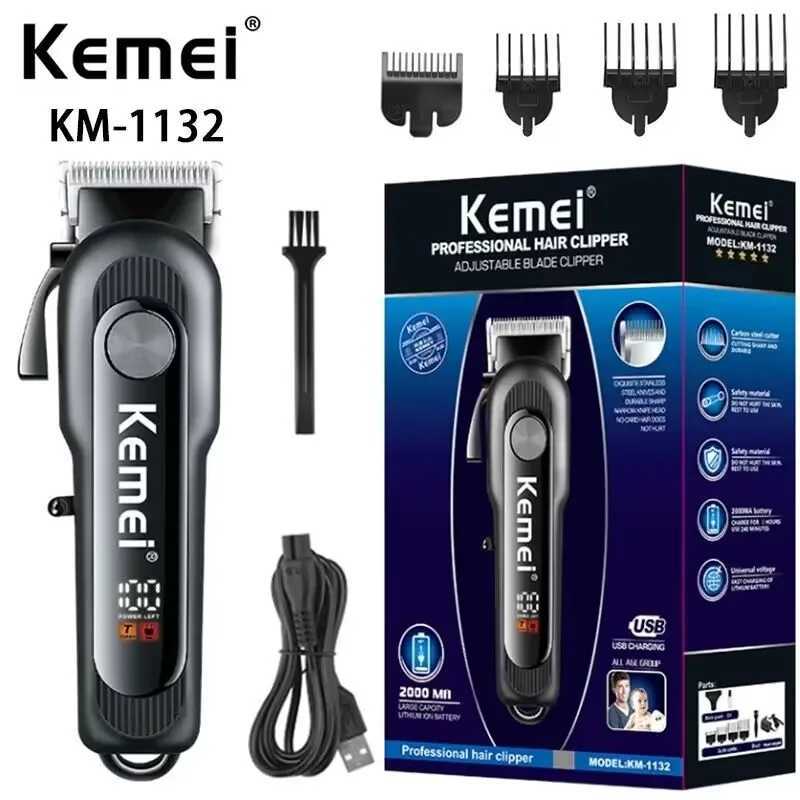 Kemei KM1132 New Hair Trimmer Professional Rechargeable Cordless Barber For Men High Quality Hair Trimmer Electric Hair Clipper R250926