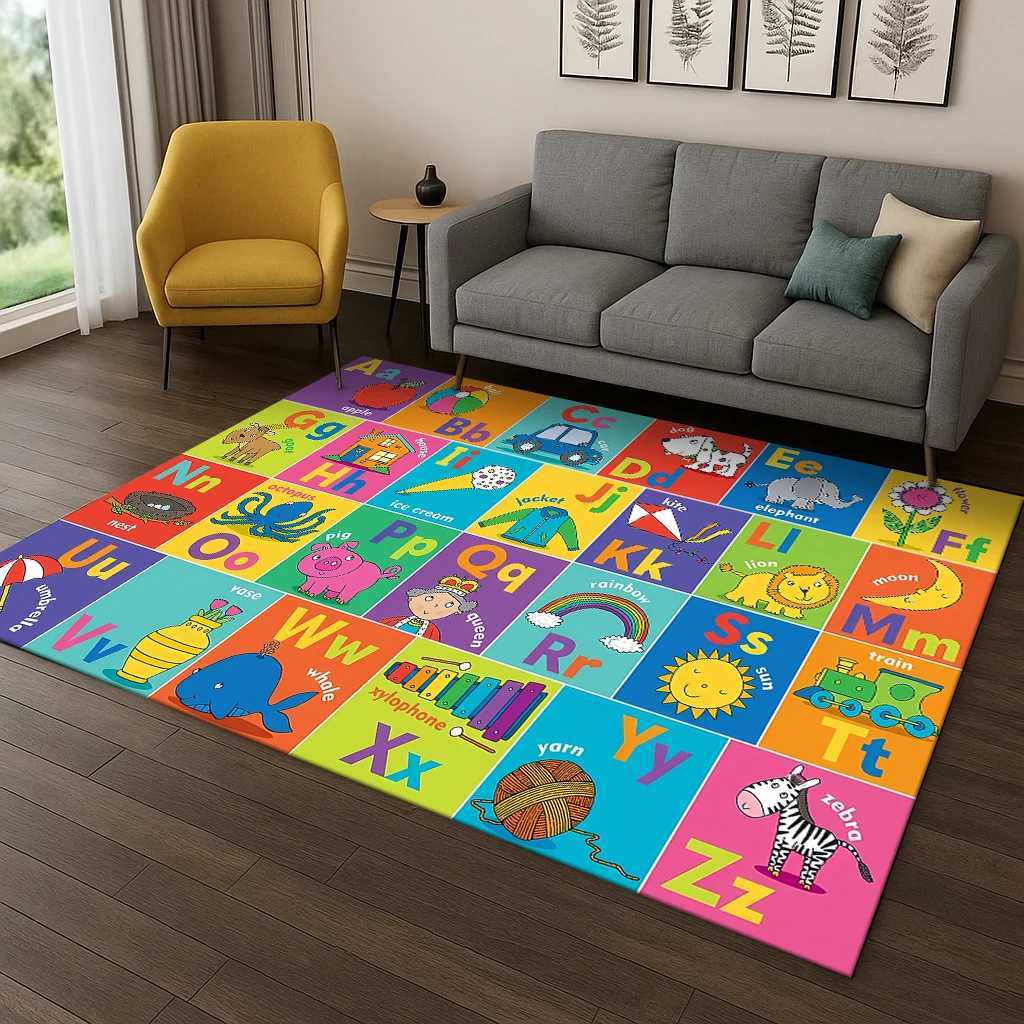 Childhood Early Education Letter Cartoon Game Carpet Rug for Living Room Sofa Home Bedroom Doormat DecorPlayroom Nonslip Mat C250926