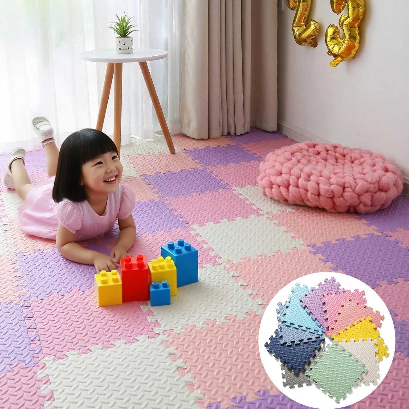 15pcs Foam Interlocking Floor Mats Soft NonToxic Baby Play Mat Solid Colored Puzzle Antislip Floor Mats Baby Toddler Carpet C250926