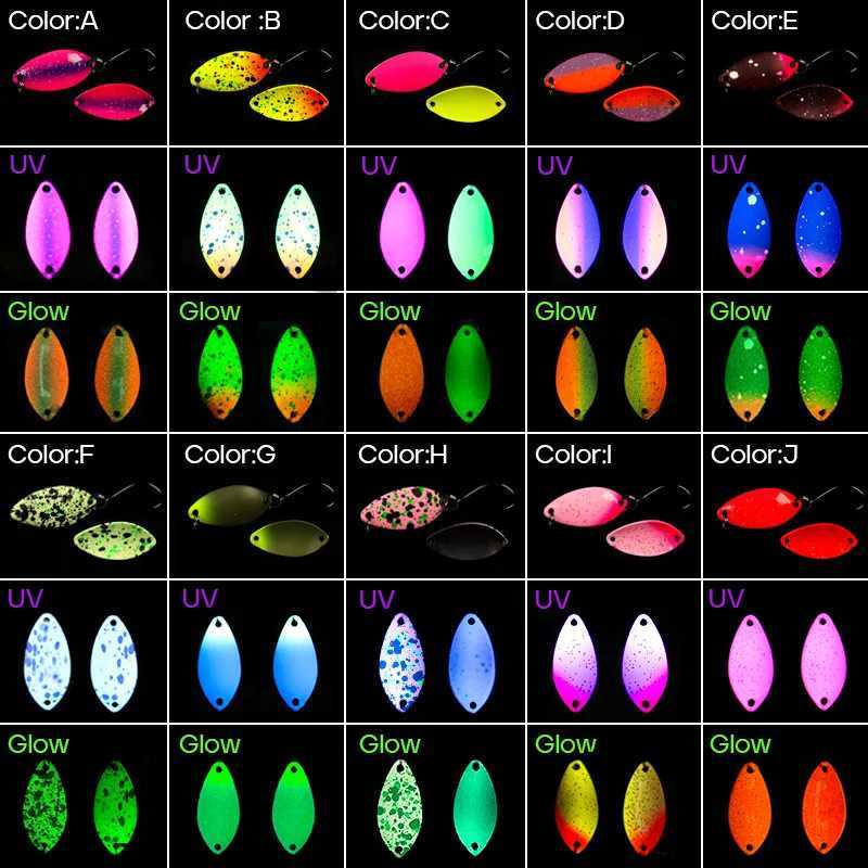 TOYO 08g18g25g Colorful Spoon Lure Mini UV Luminous Artificial Spinner Bait Stream Copper For Trout W250926