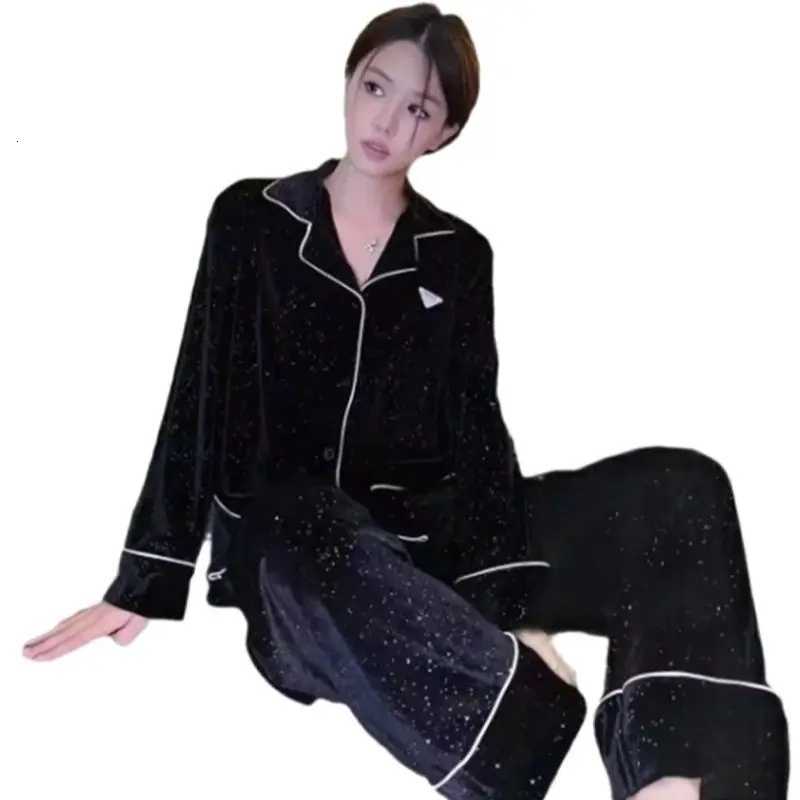 Sky Star River Gold Velvet Pajamas Womens Autumn and Winter New South Korea Velvet Black Simple Loose Home Suit Z250925