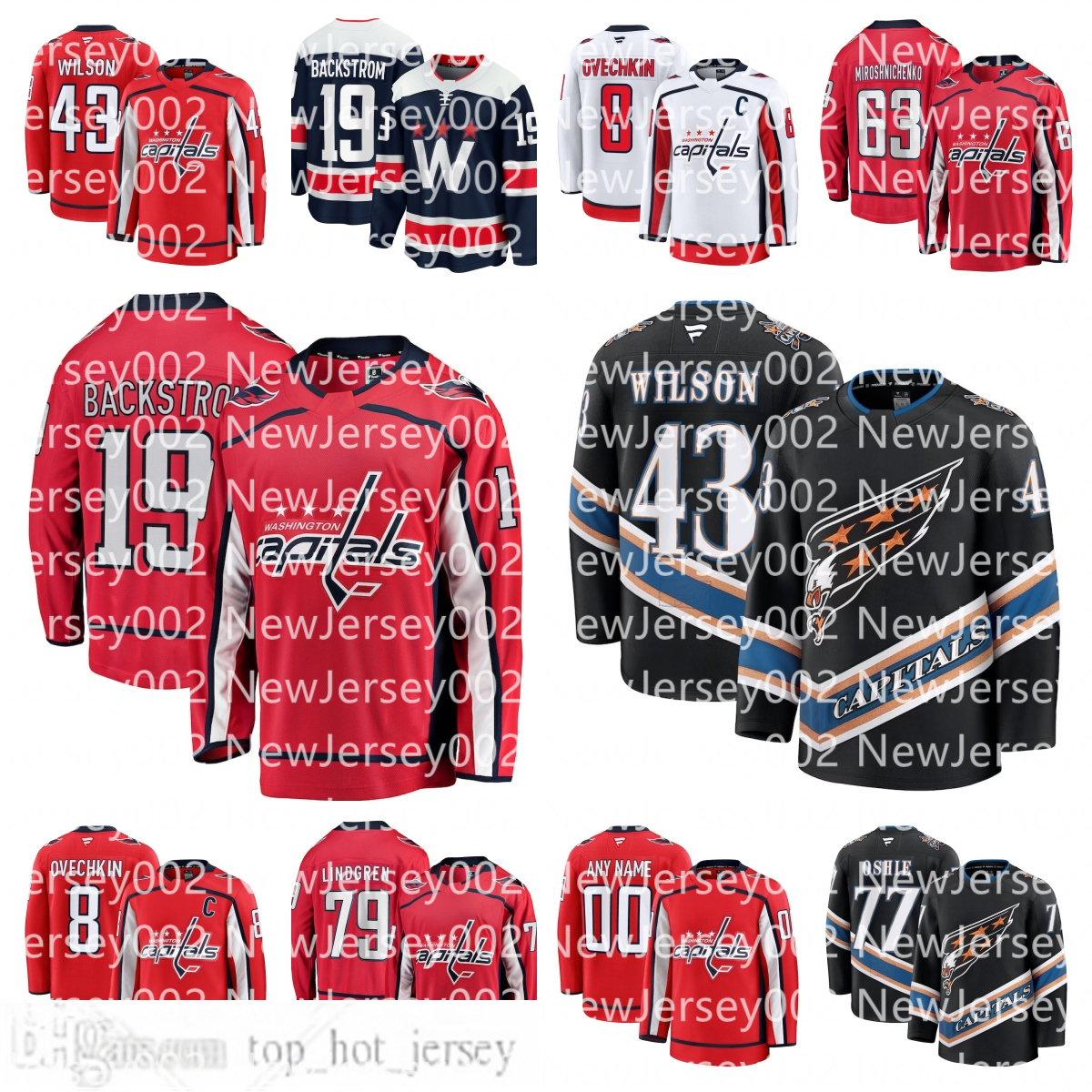 Capitals Alexander Ovechkin Tom Wilson TJ Oshie Charlie Lindgren John Carlson Nicklas Backstrom Anthony Mantha Declan Chisholm Ivan Custom Hockey Jersey