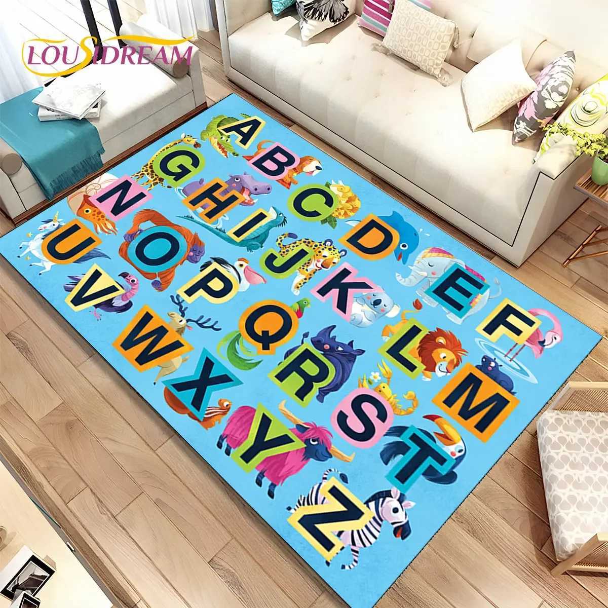 ABC Cartoon Kids Playroom Alphabet Children Crawling Early Education Area RugCarpet for Living Room Bedroom SofaNonslip Mat Y250926