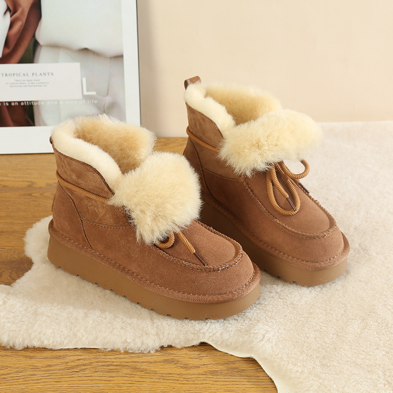 CE designer shoes Free shipping oxhide affordable luxury Winter anti slip snow boots with thick plush cotton shoes Odor-free yellow