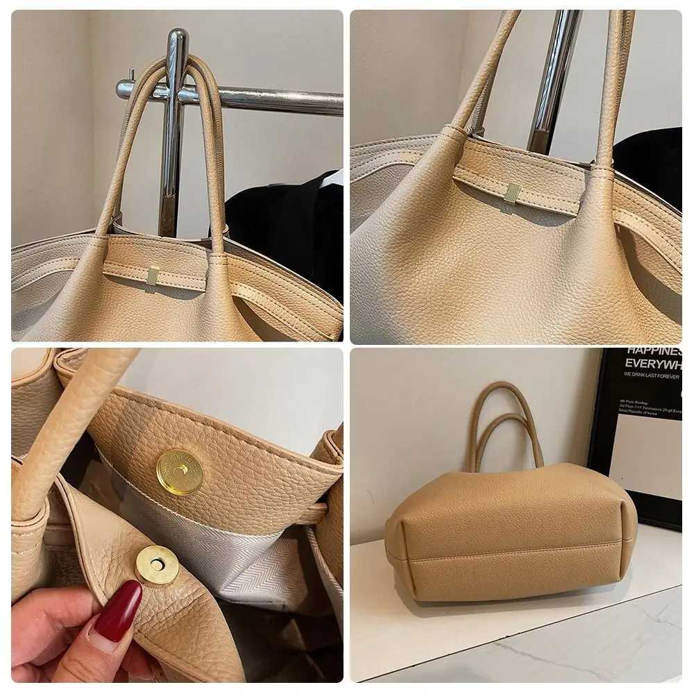 Luxury Lychee Pattern Underarm Shoulder Bags PU Leather Solid Color Womens Handbags Large Capacity Tote Bag TravelW250926