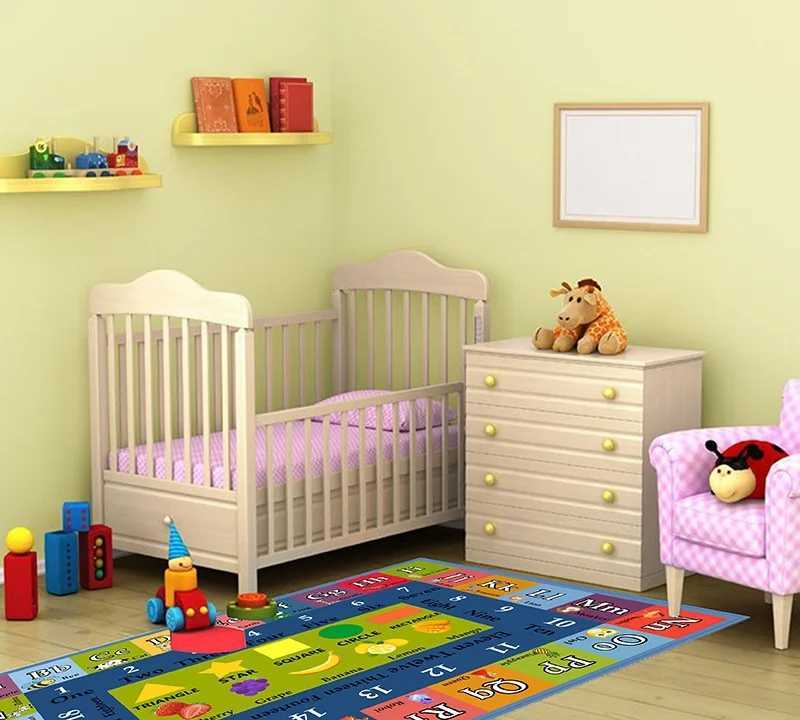 Alphabet Numbers and Shapes Educational Area Rug Antislip Backing Rectangle Baby Crawling Mat Kids Room Playroom Carpet C250926