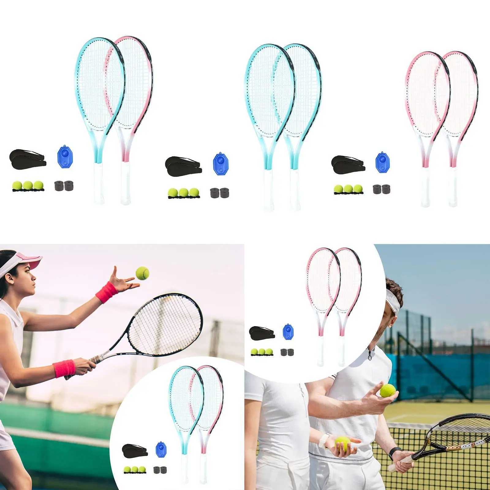 Tennis Racket Set with Rebound Balls Professional Portable Tennis Training Tool Practice Kit for Park Indoor Outdoor Backyard J250926