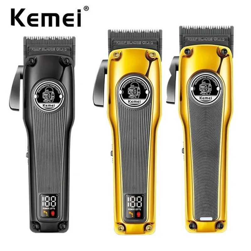 Kemei Barber Hair Clipper Brushless Motor Hair Trimmer Rechargeable Cordless Electric Taper Hair Cutting Machine DLC Fade Blade R250926