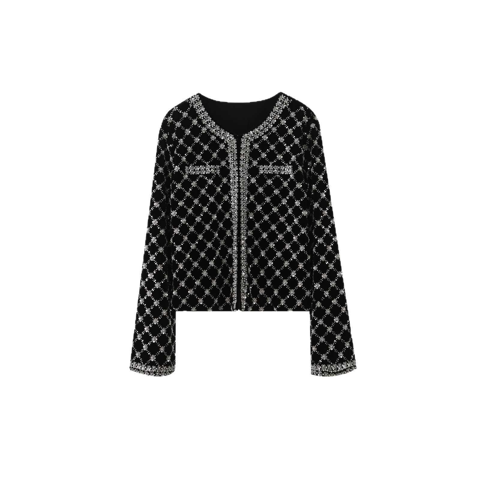 Autumn Elegance: Premium Jacquard Fabric Designer Coat with Celebrity Chic Appeal Style Designer