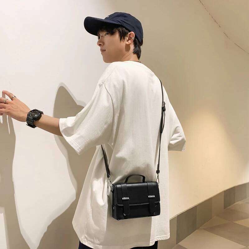 Best Seller Minimalist Men's Shoulder Fashionable Male PU Leather Crossbody Bags Small Flip Style Messenger Bag For Men Designer Handbag