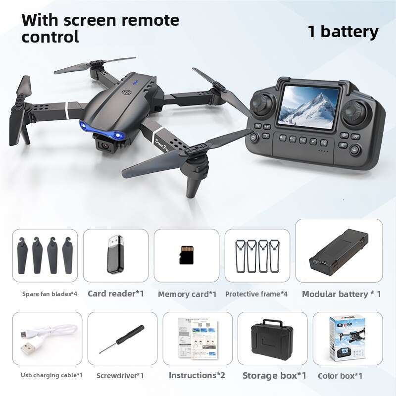 E88 Screen Drone Remote Control With Display Quadcopter Optical Flow Dual Camera Aerial Photography E99 Aircraft
